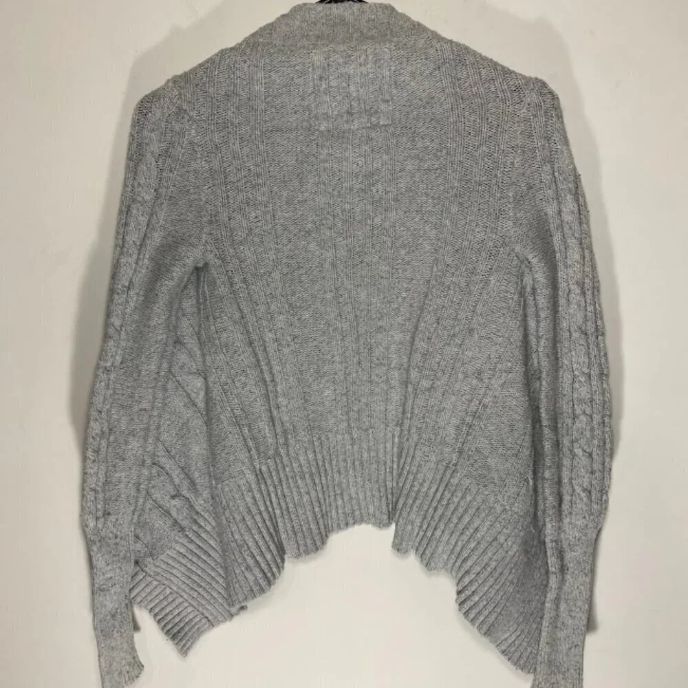 Hollister Grey Cable Knit Waterfall Cardigan Sweater
